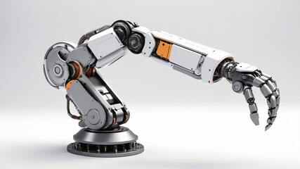Innovation. 3D robot arm on white background. Mechanical hand. Industrial robot. modern industrial technology