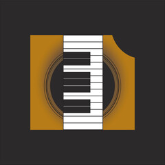 guitar and piano for music, vector logo icon