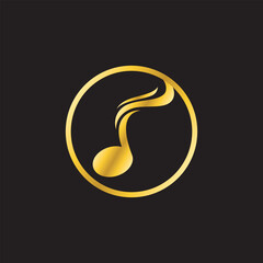 gold colored musical notes, vector logo icon