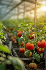 Vibrant Ripe Vegetables in a Greenhouse: Close-up of Fresh Produce Grown for Agricultural Purposes