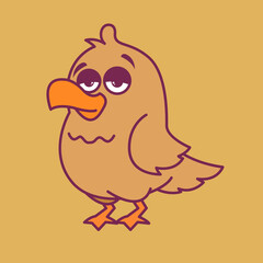 Cute cool weird bird cartoon illustration