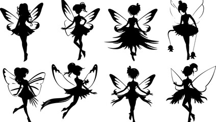 Hand drawn fairy silhouette illustration