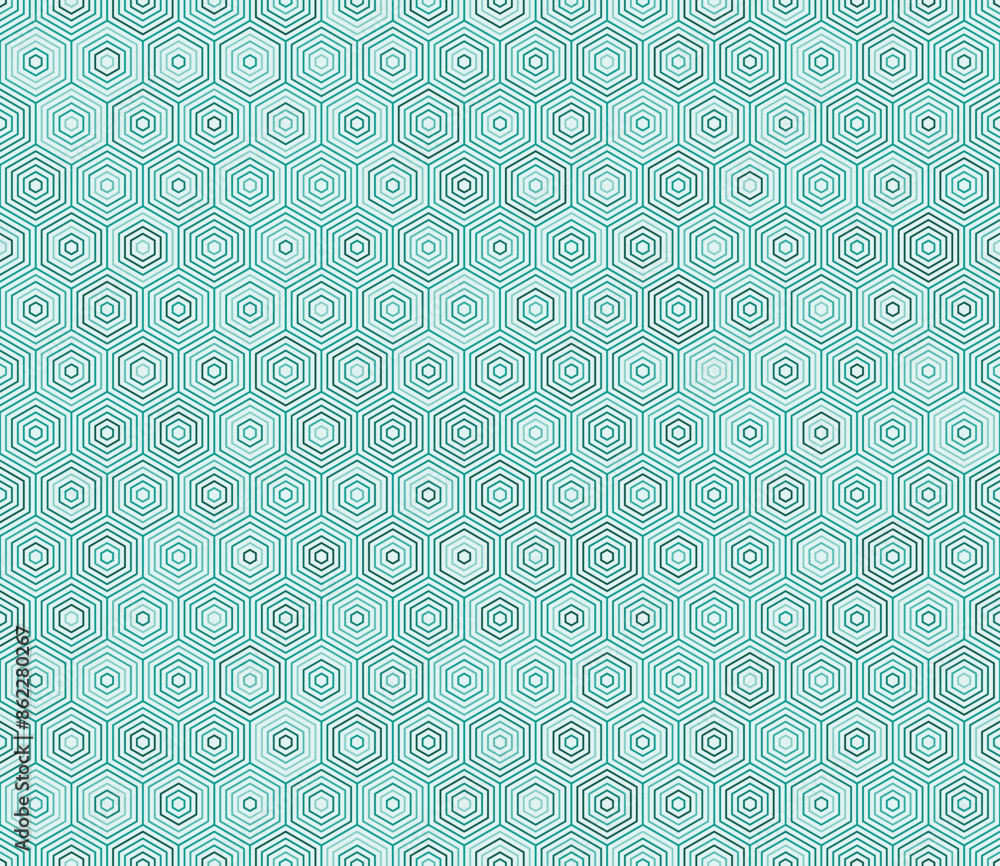 Aufkleber geometric pattern featuring simple stacked hexagons in green color tones. a seamless, tileable vecto