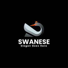 Vector Logo Illustration Swan Gradient Colorful Style