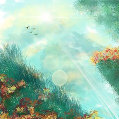 Fantasy forest with the sunshine 