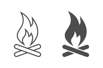 fire sign vector, campfire, balefire icon set
