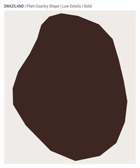 Swaziland plain country map. Low Details. Solid style. Shape of Swaziland. Vector illustration.