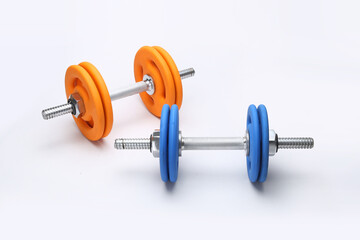 neoprene rubber coated dumbbells isolated on white background