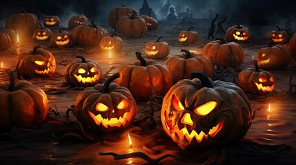 halloween background with spooky pumpkins