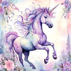 illustration of a mythological unicorn horse beautiful modern art graphic design.