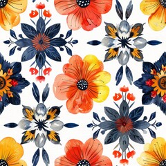 Andean Textiles:, seamless pattern, small scale pattern, hand drawn flat art, watercolor, clean illustration, white background