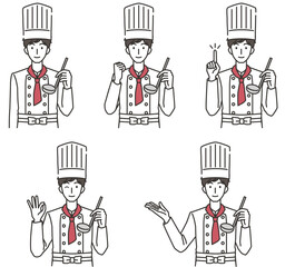 シェフの男性のイラストセット