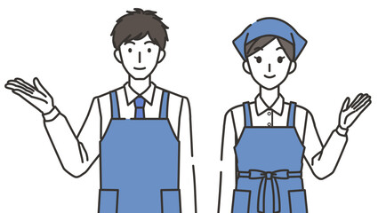 紹介する店員の男性と女性