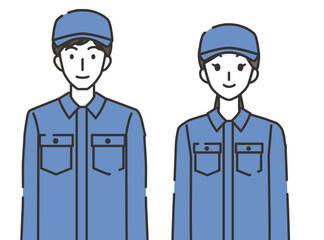清掃員の男性と女性のイラスト