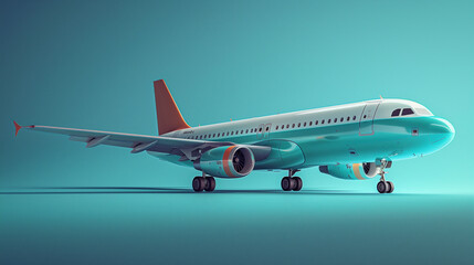 Naklejka premium Photorealistic Image of an Orange and Teal Airplane