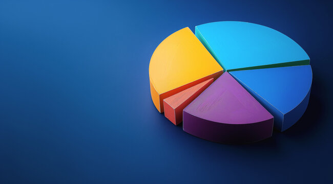 Colorful pie chart on a dark blue background