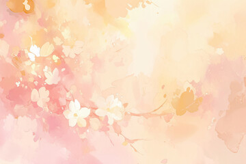 Watercolor painting of pink and white cherry blossoms with copy space text for website, banner, social media, and mobile app.