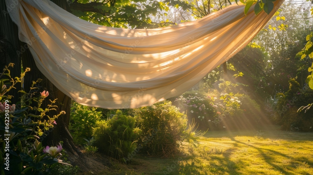 Poster soft afternoon sunlight filtering through the fabric creating a tranquil and enchanting ambiance in 