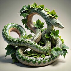 3D Render of Ivy Serpent, on isolated white background, Generative AI