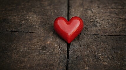 red heart on wooden background