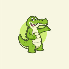 Isolated green aligator illustration with background. Can be applied for Logo Design or Mascot Character