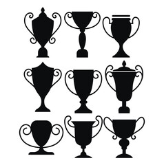Tournament trophy cups vector sillhouette cups winner