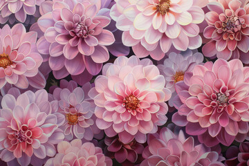 Obraz premium Vibrant Dahlias in Full Bloom Stunning and Detailed Watercolor Painting Showcasing Lush Floral Arrangements for Art Lovers and Garden Enthusiasts Perfect Floral Aesthetic