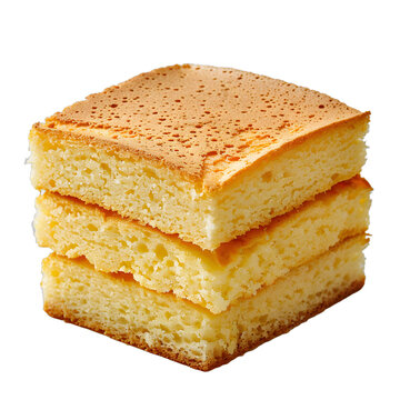[Transparent Background PNG]Stack of Plain Sponge Cake Slices