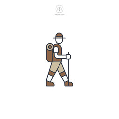 Hiker Icon symbol vector illustration isolated on white background