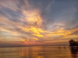 Sea nature landscape is very beautiful in the afternoon when the sun sets.  