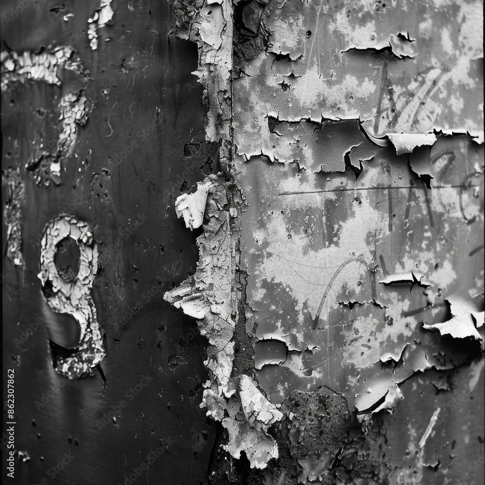 Poster the crumbling edge of a rusted metal sign the letters no longer visible but hints of their presence 
