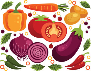Vegetables Elements Vector Illustration
