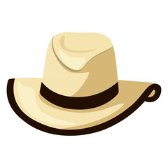Summer hat clip art vector illustration, fedora hat isolated on white background