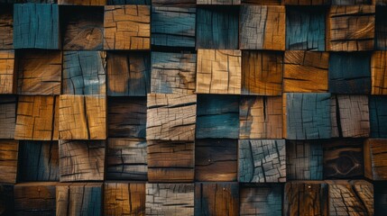 Wood blue and yellow background