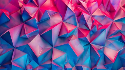 Abstract geometric low poly background in vibrant pink and blue colors