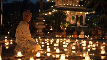 Obraz premium Vesak Prayer at the Buddhist Stupa