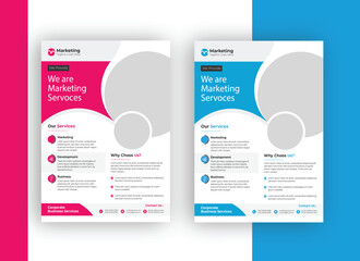 Simple minimalist corporate business flyer design template with blue yellow red green color,corporate modern flayer design template