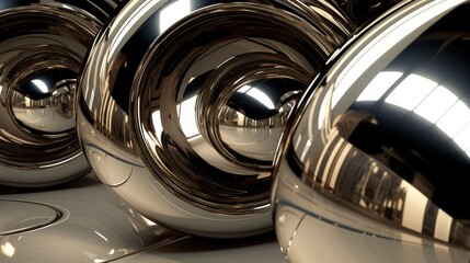 Glossy metallic surface reflecting light
