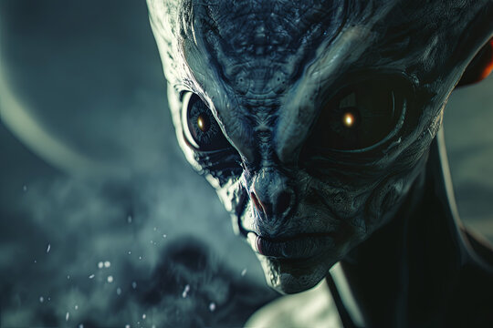 A portrait of an extraterrestrial being. A malevolent UFO demon