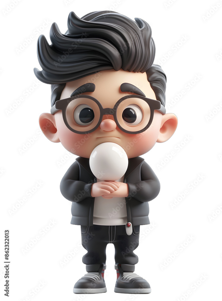 Poster [transparent background png]3d rendering of a boy holding a light bulb