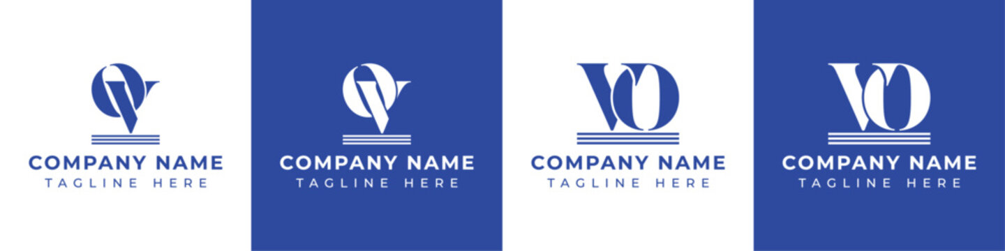 Letters OV and VO Pillar Logo Set, suitable for business with VO and OV related to Pillar