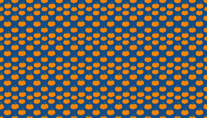 Pattern with orange pumpkin motif, a orange pumpkin pattern on a deep blue background