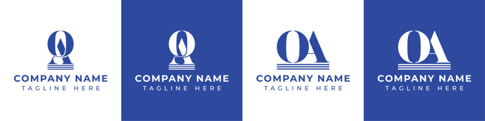Letters OA and AO Pillar Logo Set, suitable for business with AO and OA related to Pillar