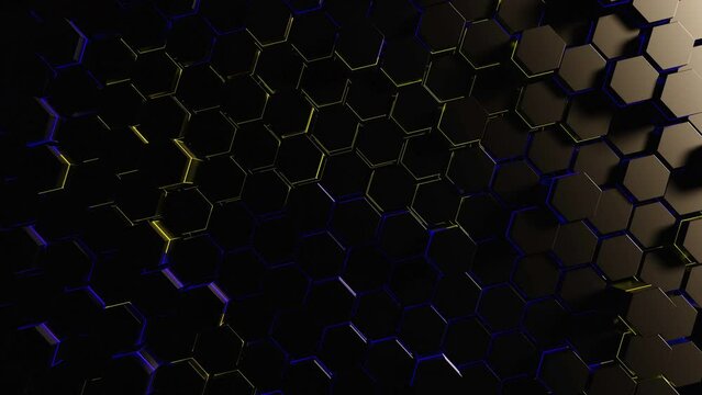 Hitech Hexagon Pattern Background is motion footage for abstract films and cinematic in art geometry scene. Also good background for scene and titles, logos.