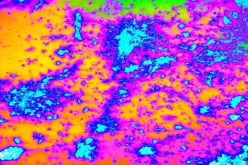 paint and rust on a metal surface, changed color scheme, colorful background 2