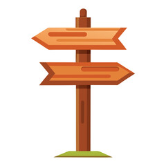 wooden direction sign on white