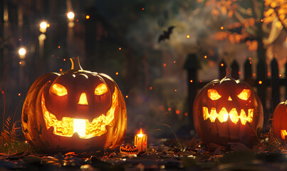 Halloween Scene With Pumpkins Spooky Halloween Pumpkin Patch at Night