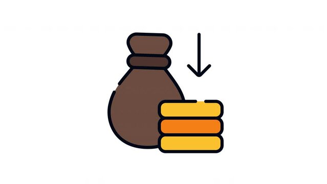 Income filled line icon loopable, Full HD resolution and alpha channel