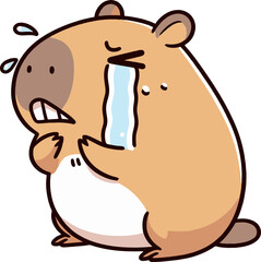 cute capybara crying cartoon illustration