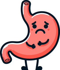 sad stomach cartoon character illustration